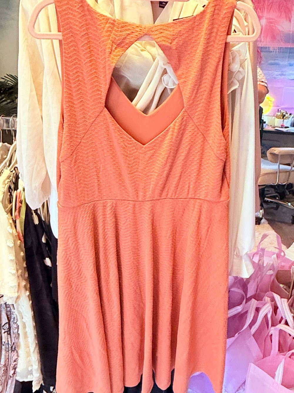 Torrid summer dress in Salmon/Peach color with Back Cutout